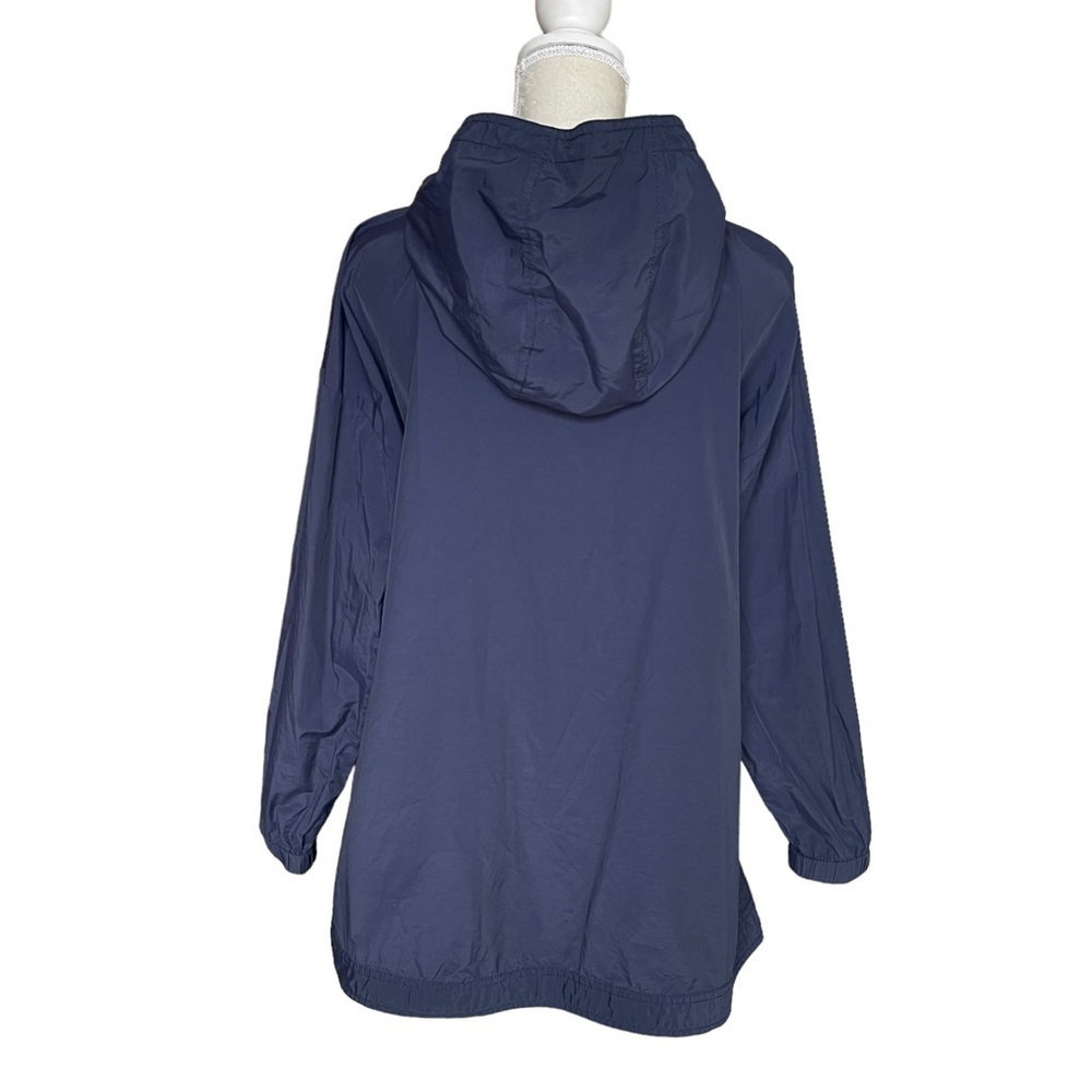 Eileen Fisher Women’s Lightweight Rain Jacket Blue Hooded Zip Snap Pockes - Picture 4 of 8